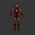 Iron Man 3D Model With Red And Gold Armor And Blue Chest Reactor