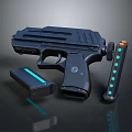 Futuristic Weapon Gun With Ergonomic Handle Detachable Battery And Blue Indicator Lights