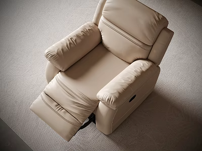 Beige Leather Lazy Sofa With Comfortable Armrests And Modern Living Room Design 3d model