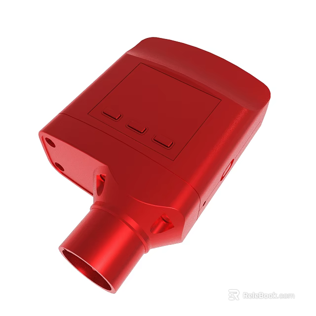 Red Device Featuring Rectangular Panel Control Buttons And Connection Port 3d model 