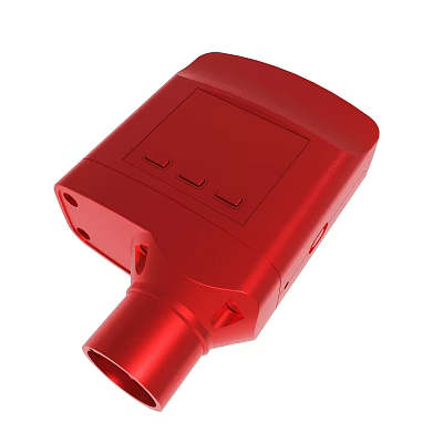 Red Device Featuring Rectangular Panel Control Buttons And Connection Port 3d model