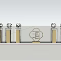 Wine Character Sculpture With Circular Decorations And Columns In Open Field Under Blue Sky