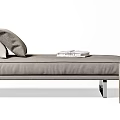 Modern Gray Chaise Lounge Interior With Soft Pillows Side Table And Magazines 3d model
