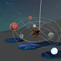 Detailed Solar System Model With Planets Orbits And Starry Night Background 3d model