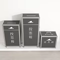 Gray Public Facility Voting Boxes in Different Sizes With Text Labels for Election 3d model