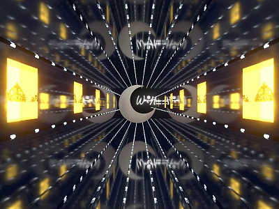 Futuristic Tunnel With Symmetric Lights And Digital Elements 3d model