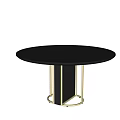 Round Black Dining Table With Gold Metal Frame And Modern Design 3d model