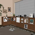Modern Quiet Bookcase Locker Decorative Cabinet Art Decoration Combination Book Floor Lamp 3d model