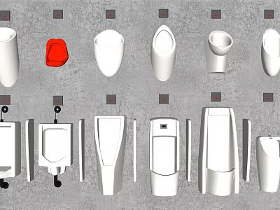 Various Modern Urinal Designs And Styles For Bathroom Restroom Fixture Selection 3d model