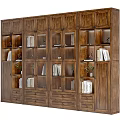 New Chinese Style Bookcase Solid Wood Bookcase Ebony Bookcase Combination 3d model
