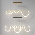 Modern Pendant Lights With Gold And Black Frame And Curved LED Design