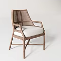 Modern Leisure Chair With Wooden Frame Woven Backrest And Padded Seat