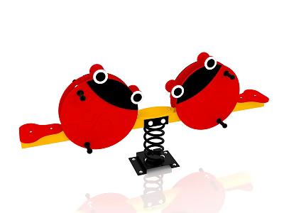 Red Frog Shaped Seesaw With Spring Base For Children Playground Equipment 3d model