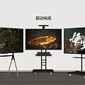 Mobile TVs With Tripod And Rolling Stands Displaying Vivid Screen Content 3d model