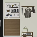 Modern Simple Hallway Shoe Cabinet Pendant Carpet Combination 3d model