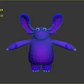 Cute Purple Stuffed Doll with Large Blue Ears Red Eyes and Open Arms