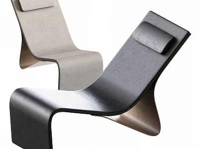 Modern Lounge Chair Design With Light And Dark Fabric Upholstery Curved Structure And Comfortable Backrest 3d model