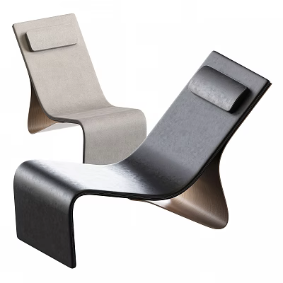 Modern Lounge Chair Design With Light And Dark Fabric Upholstery Curved Structure And Comfortable Backrest 3d model