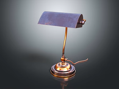 Elegant Copper Table Lamp With Dark Shade And Gold Base Stand 3d model