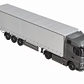 Gray Semi Truck With White Enclosed Trailer And Large Cargo Capacity