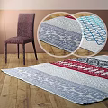 Stylish Square Rugs With Geometric Patterns And Colorful Designs On Wooden Floor