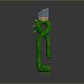 Green Snake Shaped Weapon With Red Eyes Claw Design And Grid Texture Blade