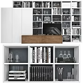 Modern Bookcase Design with Open Shelves Books and Decorative Glass Vases