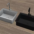 Stainless Steel Kitchen Sinks With Silver And Black Finish And Faucets