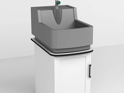 Modern Storage Cabinet Rack With White Cabinet Gray Sink And Faucet 3d model
