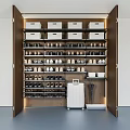 Modern Open Shoe Rack With Multiple Shelves Storage Boxes Shoes Suitcase And Umbrella