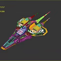 Futuristic Yellow And Black Spaceship With Pink Thrusters And Sleek Design