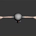 3D Animated Character In Black Shirt And Khaki Pants With Arms Outstretched On Gray Background