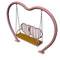 Pink Heart Shaped Playground Swing With Double Heart Seats And Yellow Seat Design