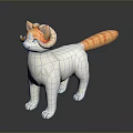 Cute 3D Model Cat With Orange Horns Tail And Blue Eyes On Black Reflective Surface