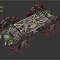 Armored Military Vehicle With Spiked Wheels And Metallic Reinforced Design