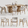 Nordic Dining Table and Chair Combination Dining Table and Chair 3d model
