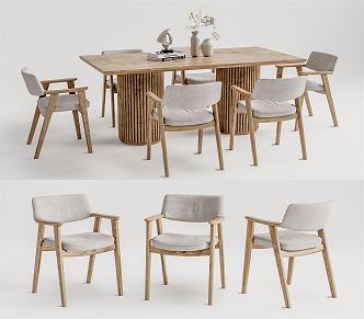 Nordic Dining Table and Chair Combination Dining Table and Chair 3d model