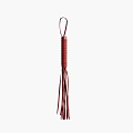 Red Leather Whip with Braided Handle and Long Tassels Handcrafted Design