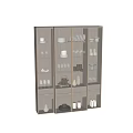 Elegant Modern Display Cabinet With Glass Doors Built-in Lighting And Decorative Dishes
