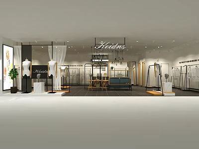 Modern Clothing Store Interior With Mannequins Clothing Racks And Elegant Display Area Lighting 3d model