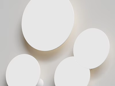 Modern White Circular Wall Lamps Mounted on Light Gray Wall 3d model