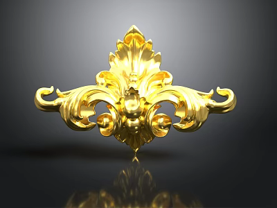 Ornate Golden Decorative Light Fixture with Intricate Curved Patterns and Classical Design 3d model