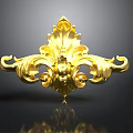 Ornate Golden Decorative Light Fixture with Intricate Curved Patterns and Classical Design