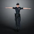 Female Police Officer In Uniform Standing With Arms Outstretched Front View