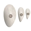 Three Light Colored Wall Lamps With Irregular Shape And Round Light Source 3d model