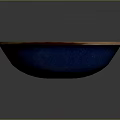 Artistic Hand Carved Ceramic Bowl With Blue Interior And Brown Rim