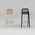 Tech Exhibition Hall Displaying Modern Woven Bar Stools with Metal Frames in Two Tones 3d model