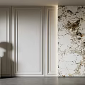 Modern Interior Wall Design With White Paneling Marble Accents And Elegant Lighting 3d model