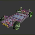 Car Chassis Structure With Frame Wheels Battery Pack And Suspension Components