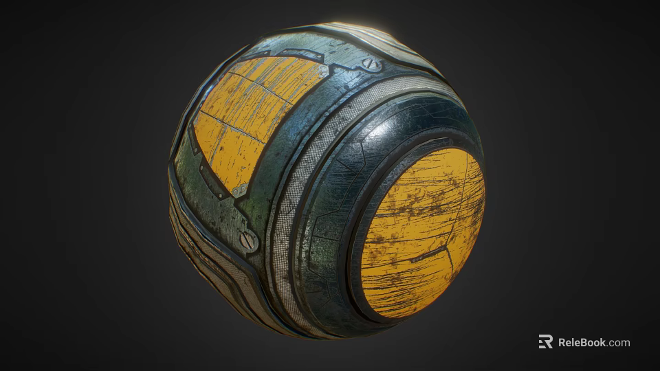 Cosmic Spherical Space Probe Featuring Yellow Panels Metallic Frame Mechanical Components And Textured Exterior 3d model 